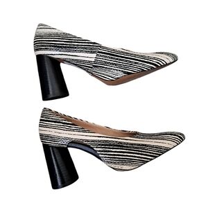 TOPSHOP "GINGER" cone heel leather cut out pumps shoes ivory black ladies 7.5